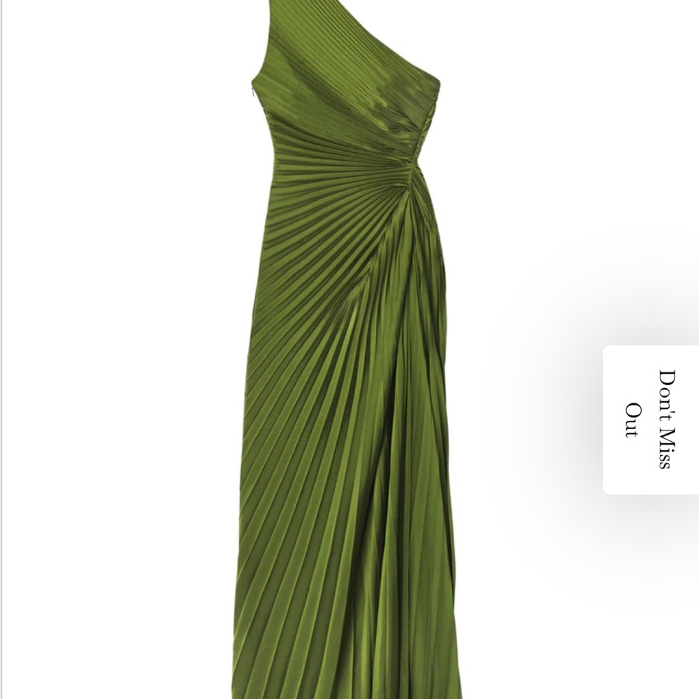 A.L.C. One-Shoulder Lara Pleated Gown in Ivy - Picture 5 of 11